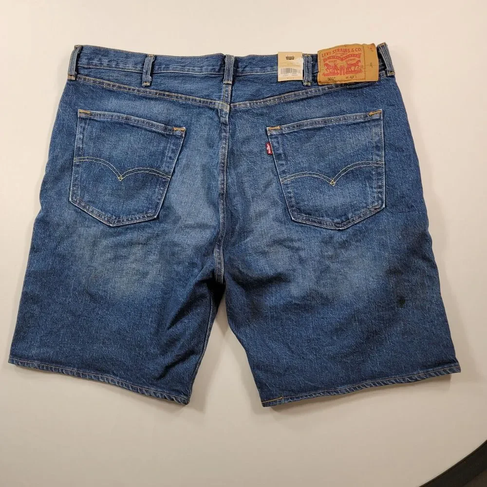 Levi's 501 Denim Shorts Mens 38 Valley Life Blue‎ Hemmed Original Fit